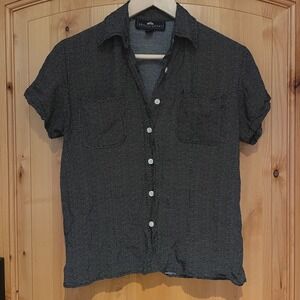 Parisian Micro Polka Dot Button Up Minimalist Officecore Capsule Top 8 Vintage